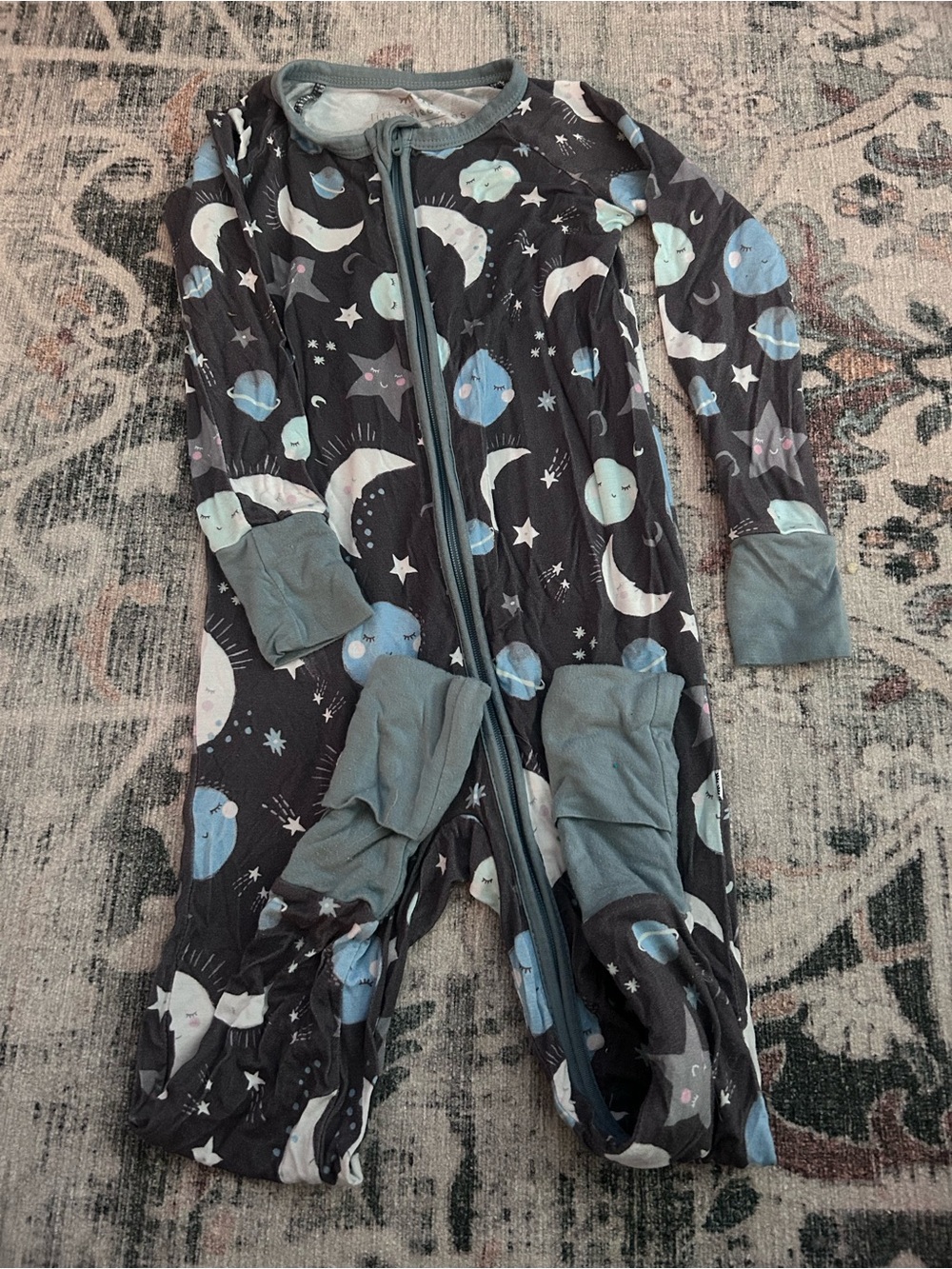Little Sleepies Moon & Stars One-Piece Fold Over Footed Pajamas 2-Way Zip